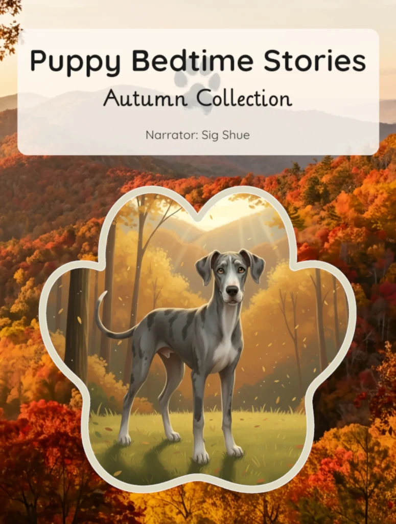 Puppy Bedtime Stories Autumn Collection book cover featuring an autumn panorama of the Clinch Mountain Range in East Tennessee