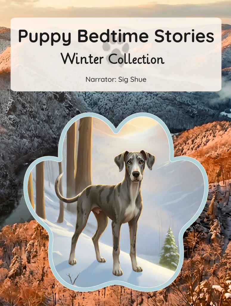 Puppy Bedtime Stories Winter Collection book cover featuring a winter panorama of the Clinch Mountain Range in East Tennessee